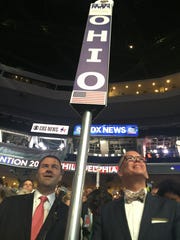 Ohio Democratic Party Chairman David Pepper, left, with Cincinnati's Jim Obergefell, at the Democratic National Convention in July.