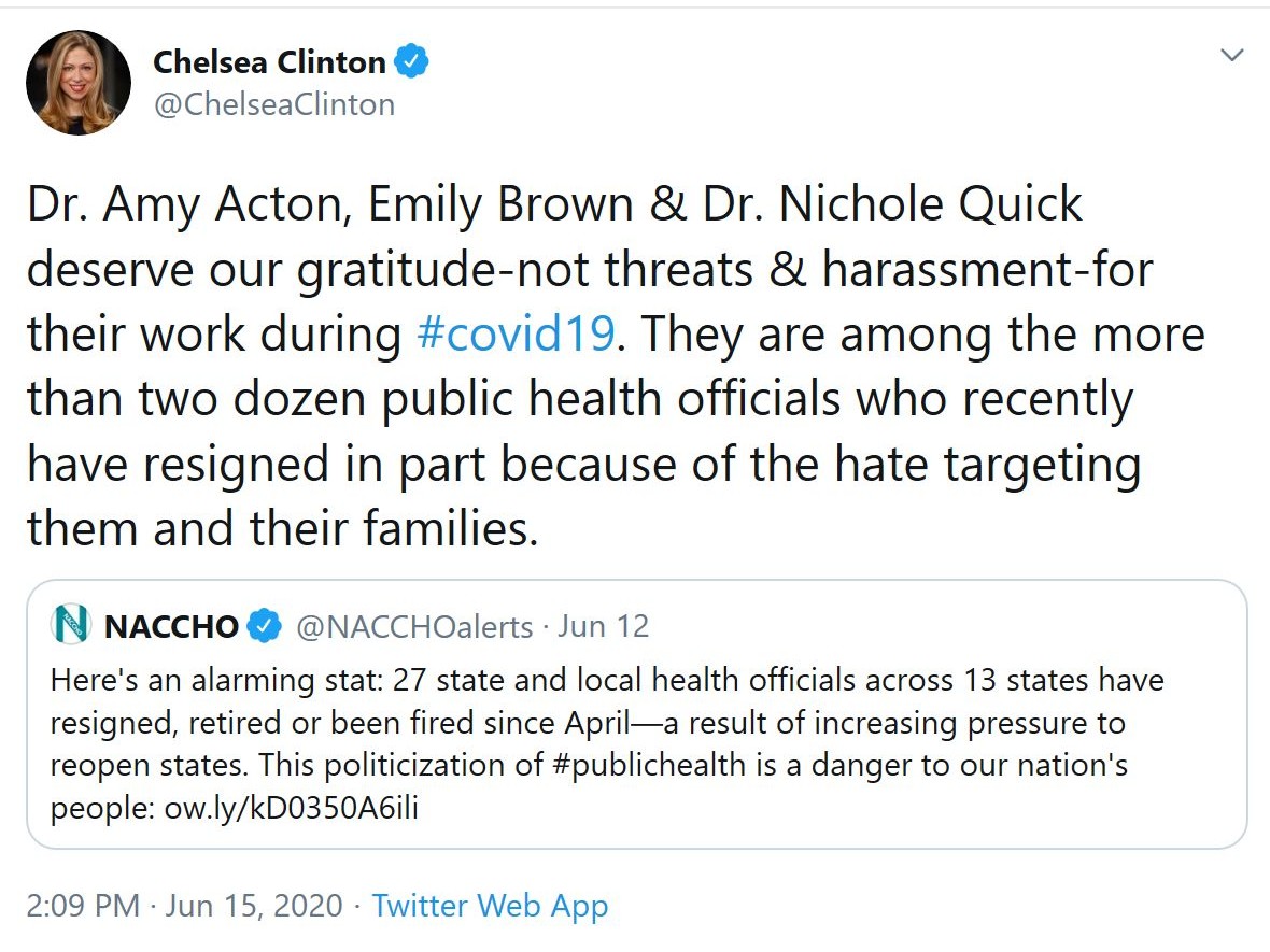 Thousands Died in Nursing Homes & Our Economy was Crashed but Ohio Should be Grateful, Says Chelsea Clinton